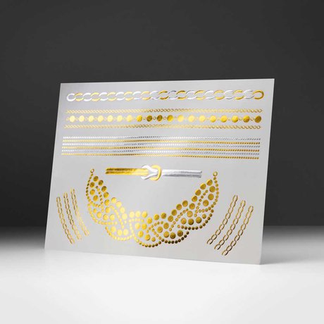gold tattoo, silver tattoo, jewelry tattoo, flash tattoo, temporary tattoo
