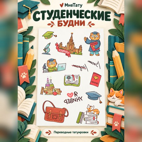 переводная татуировка я люблю универ